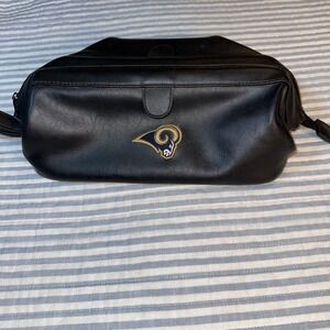 NFL Los Angeles Rams Toiletry Bag Black Faux Leather Travel Dopp Kit Accessory